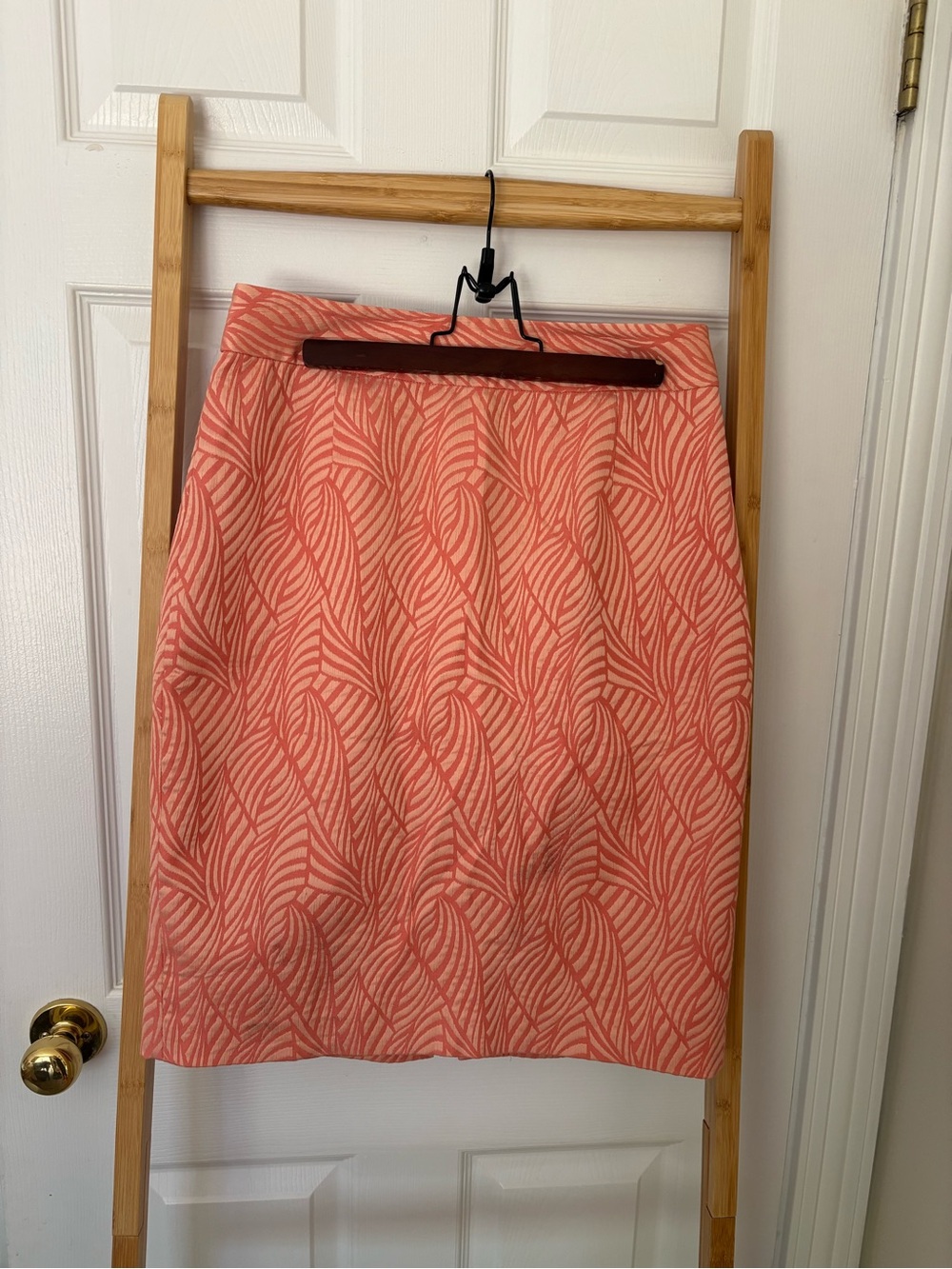 Calvin Klein Coral Leaf-Pattern Pencil Skirt